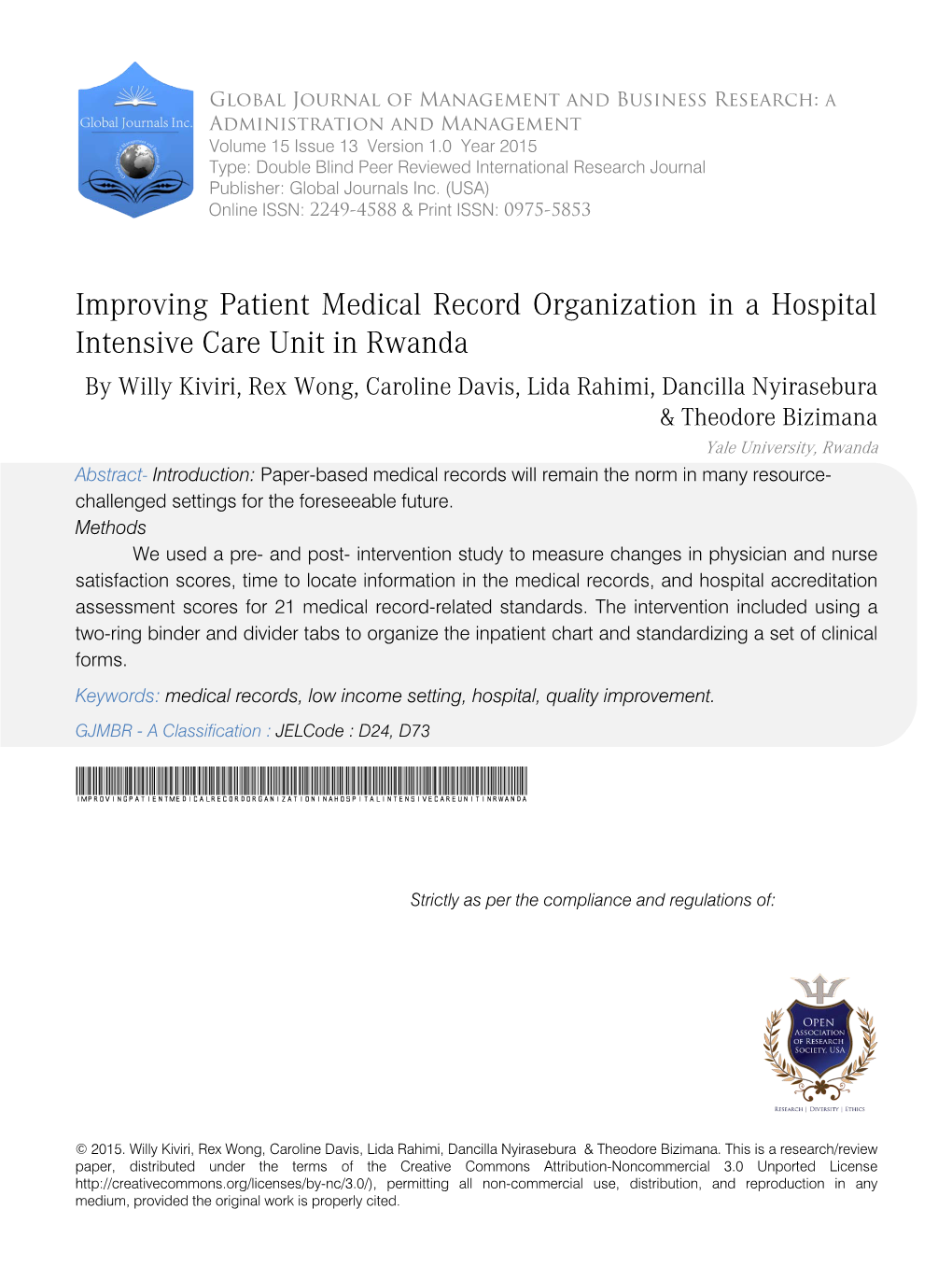 Improving Patient Medical Record Organization in a Hospital Intensive