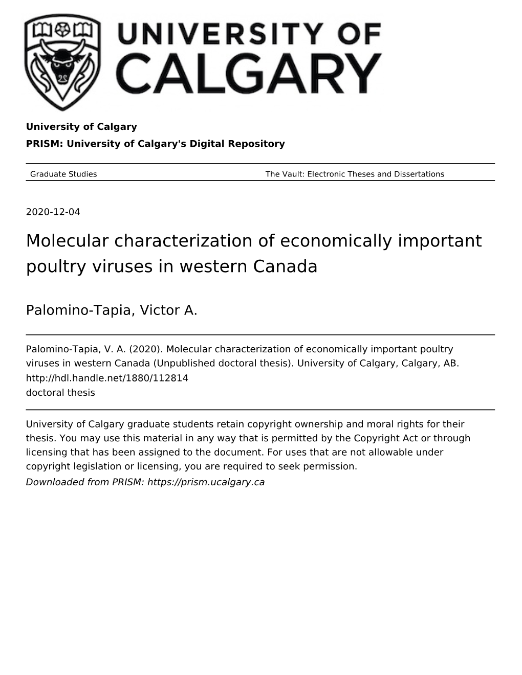 Molecular Characterization of Economically Important Poultry Viruses in Western Canada