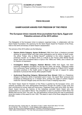 European Union Samir Kassir Award for Freedom of The