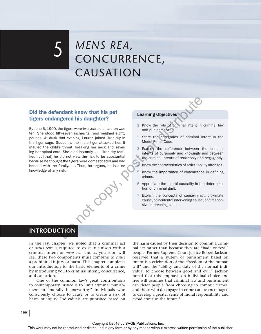 Mens Rea, Concurrence, Causation 101
