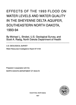 Effects of the 1993 Flood on Water Levels and Water Quality in the Sheyenne Delta Aquifer, Southeastern North Dakota, 1993-94