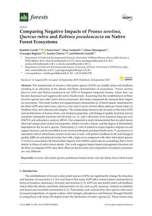 Comparing Negative Impacts of Prunus Serotina, Quercus Rubra and Robinia Pseudoacacia on Native Forest Ecosystems