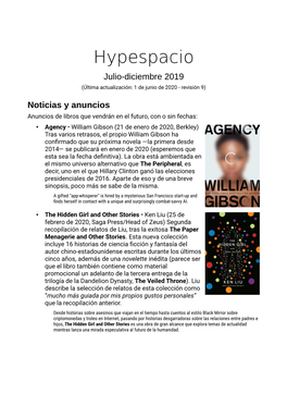 Hypespacio Julio-Diciembre 2019 (Última Actualización: 1 De Junio De 2020 - Revisión 9)