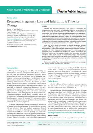Recurrent Pregnancy Loss and Infertility: a Time for Change