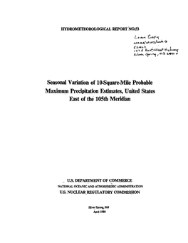 Probable Maximum Precipitation Estimates, United States East of the 105Th Meridian