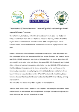 The Glosarch/Cleeve Common Trust Self-Guided Archaeological Walk Around Cleeve Common