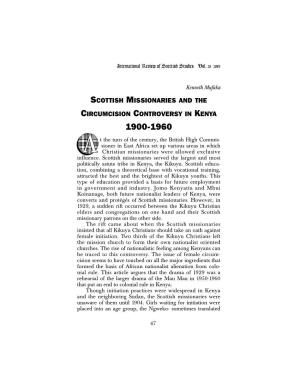 Scottish Missionaries and the Circumcision Controversy in Kenya 1900-1960