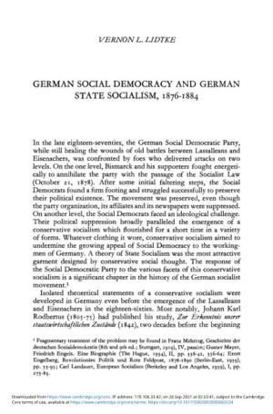 German Social Democracy and German State Socialism, 1876–1884