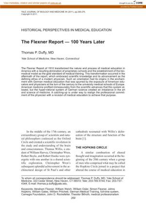 The Flexner Report ― 100 Years Later