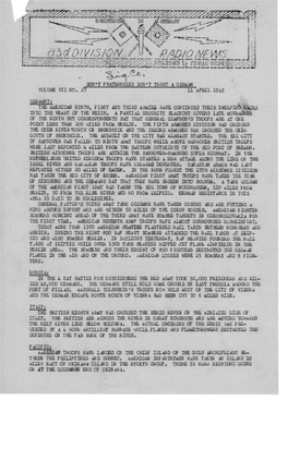 83Rd Division Radio News, Germany, Vol VII #27, April 11, 1945, One Page