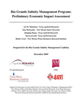Rio Grande Salinity Management Program: Preliminary Economic Impact Assessment