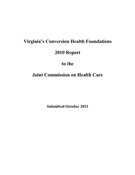 Virginia's Conversion Health Foundations Report
