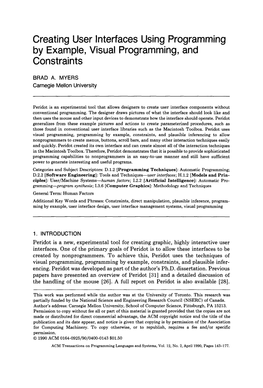 Creating User Interfaces Using Programming by Example, Visual Programming, and Constraints