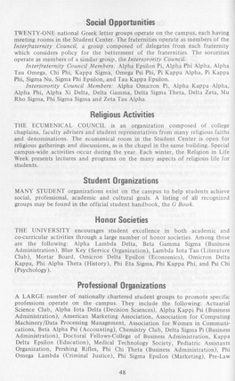 Social Opportunities Religious Activities Student Organizations