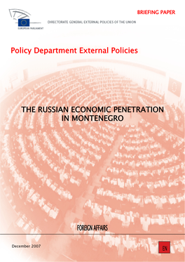 The Russian Economic Penetration in Montenegro