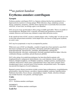 **No Patient Handout Erythema Annulare Centrifugum