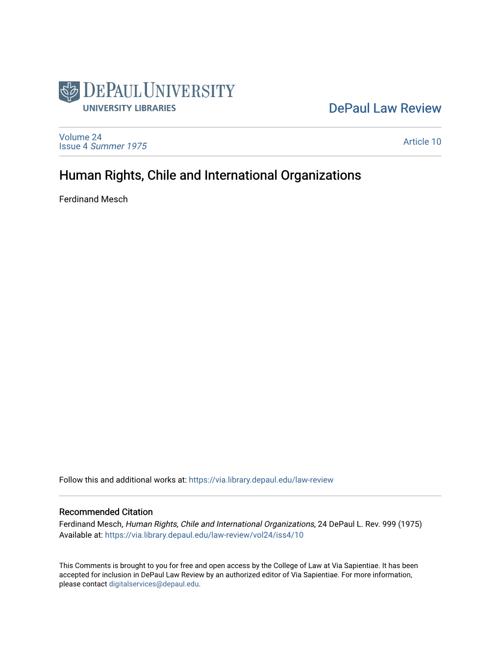 Human Rights, Chile and International Organizations