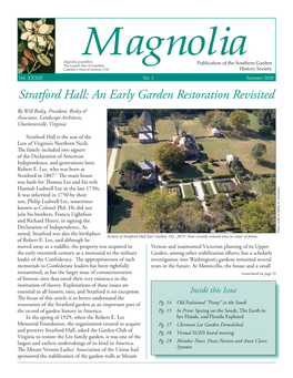 Stratford Hall: an Early Garden Restoration Revisited