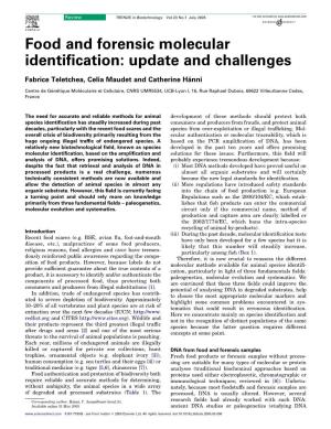 Food and Forensic Molecular Identification: Update and Challenges