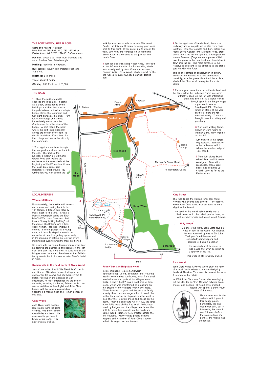 To Bainton Exeter Arms Helpston Bluebell Inn to Glinton Rice Wood