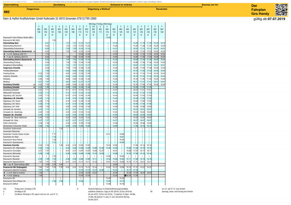 882 07.07.2019 Gültig Ab: Der Fahrplan Fürs Handy