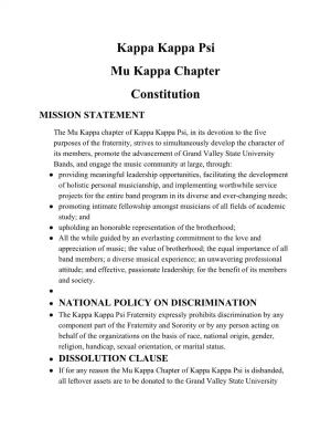 Kappa Kappa Psi Mu Kappa Chapter Constitution MISSION STATEMENT