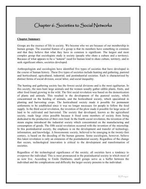 Chapter 6: Societies to Social Networks