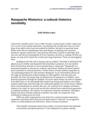 Rasquache Rhetorics: a Cultural Rhetorics Sensibility