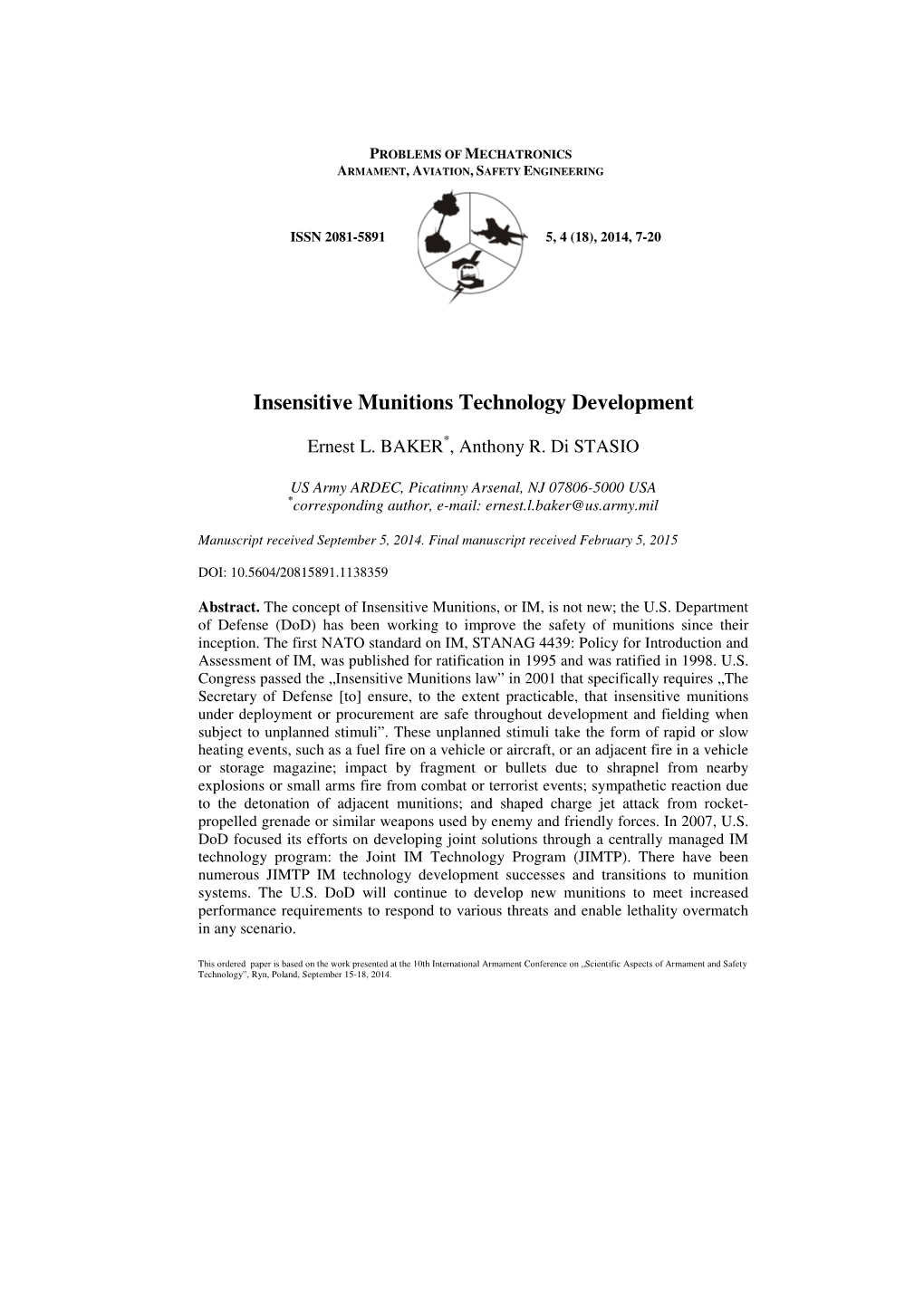 Insensitive Munitions Technology Development