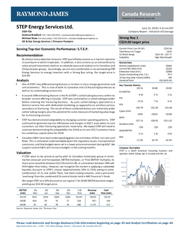 Canada Research STEP Energy Services Ltd