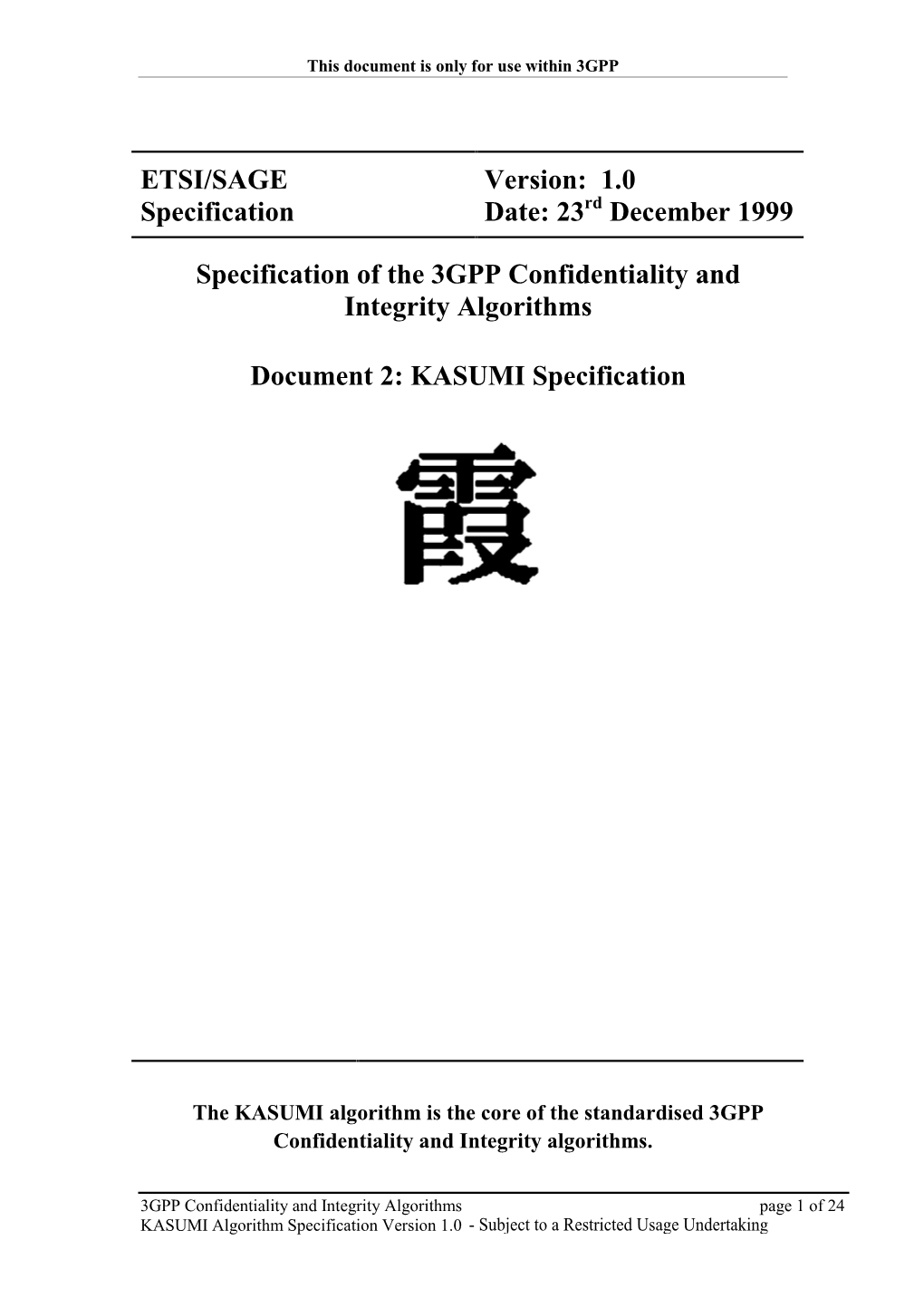 KASUMI Specification