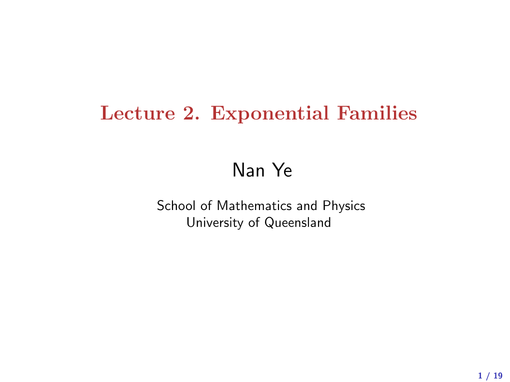 Lecture 2. Exponential Families