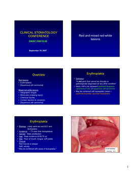 Red & Mixed Red-White Lesions. Clinical Stomatology