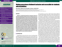 Making Geoscience Fieldwork Inclusive and Accessible for Students with Disabilities GEOSPHERE, V