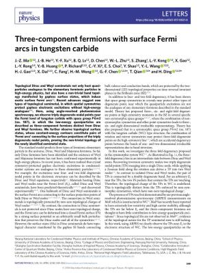 Three-Component Fermions with Surface Fermi Arcs in Tungsten Carbide