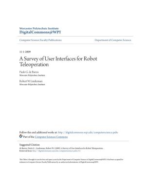 A Survey of User Interfaces for Robot Teleoperation Paulo G