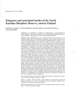 Polypores and Associated Beetles of the North Karelian Biosphere Reserve, Eastern Finland