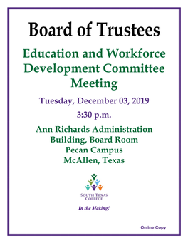 2019-12-03 Education and Workforce Development Committee Packet