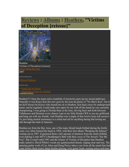 Reviews : Albums : Heathen, "Victims of Deception [Reissue]"