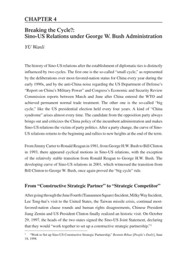 Sino-US Relations Under George W. Bush Administration CHAPTER 4