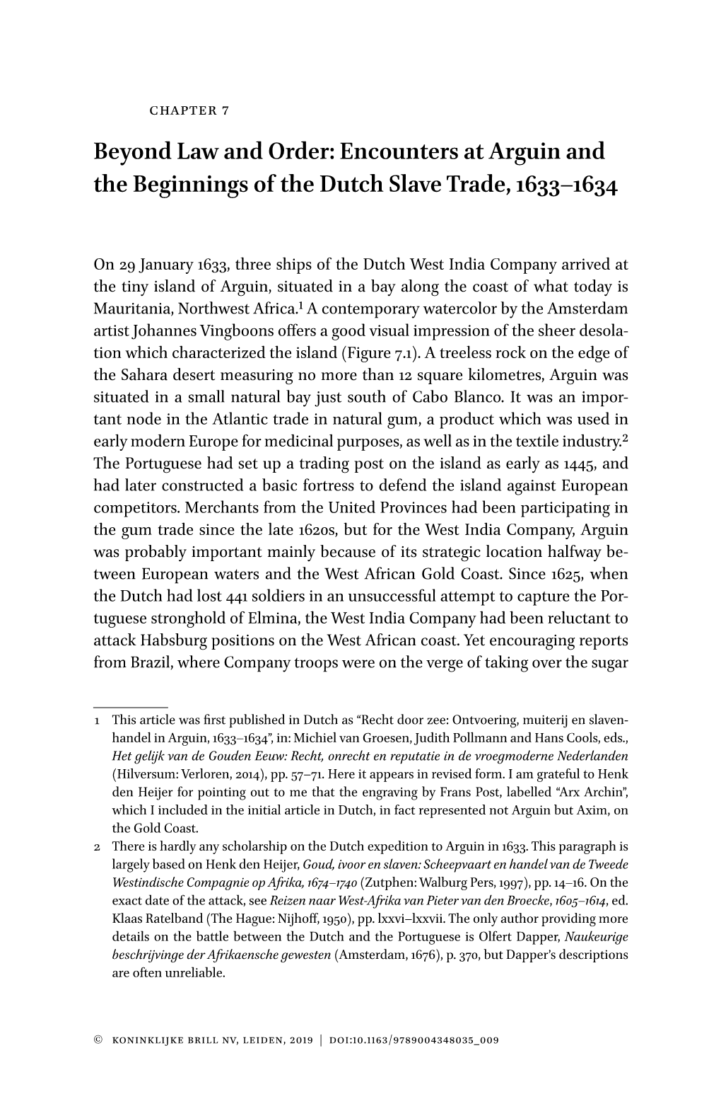 Encounters at Arguin and the Beginnings of the Dutch Slave Trade, 1633–1634