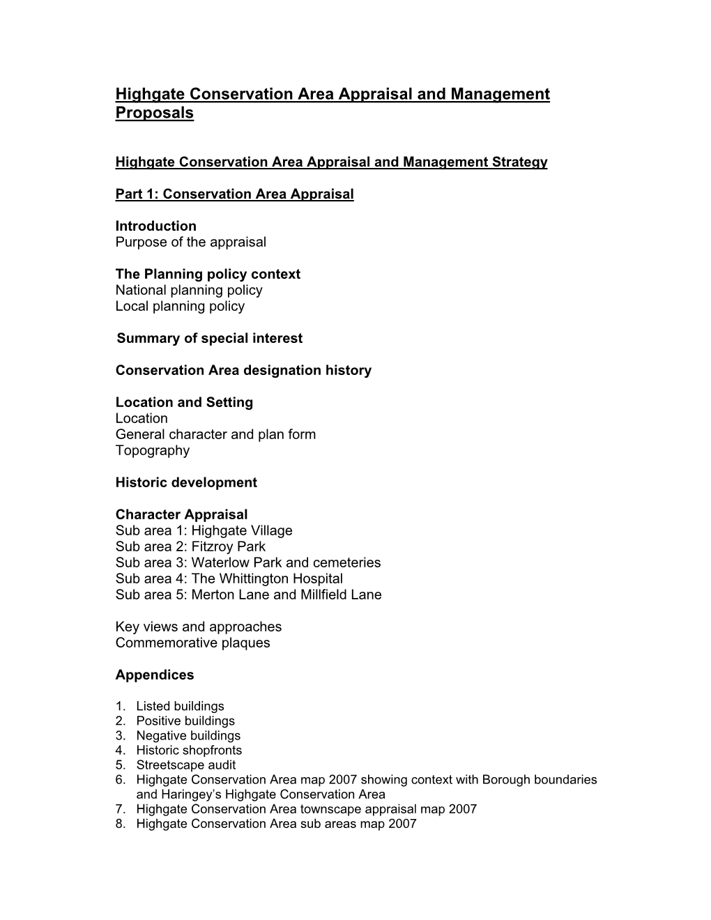 Highgate Conservation Area Appraisal and Management Strategy