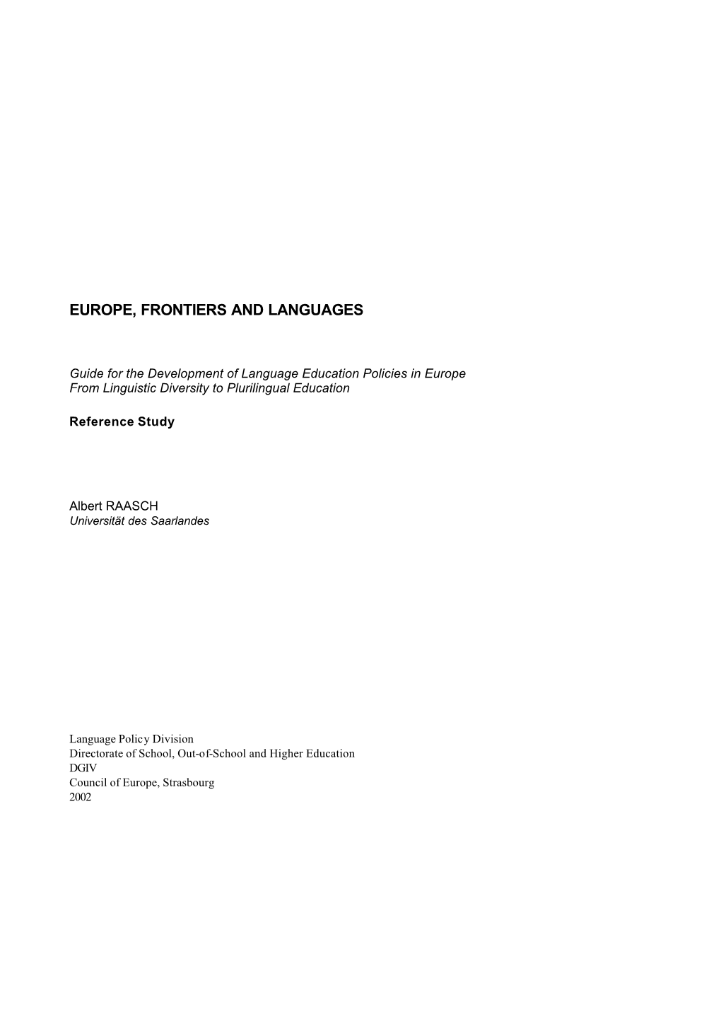 Europe, Frontiers and Languages