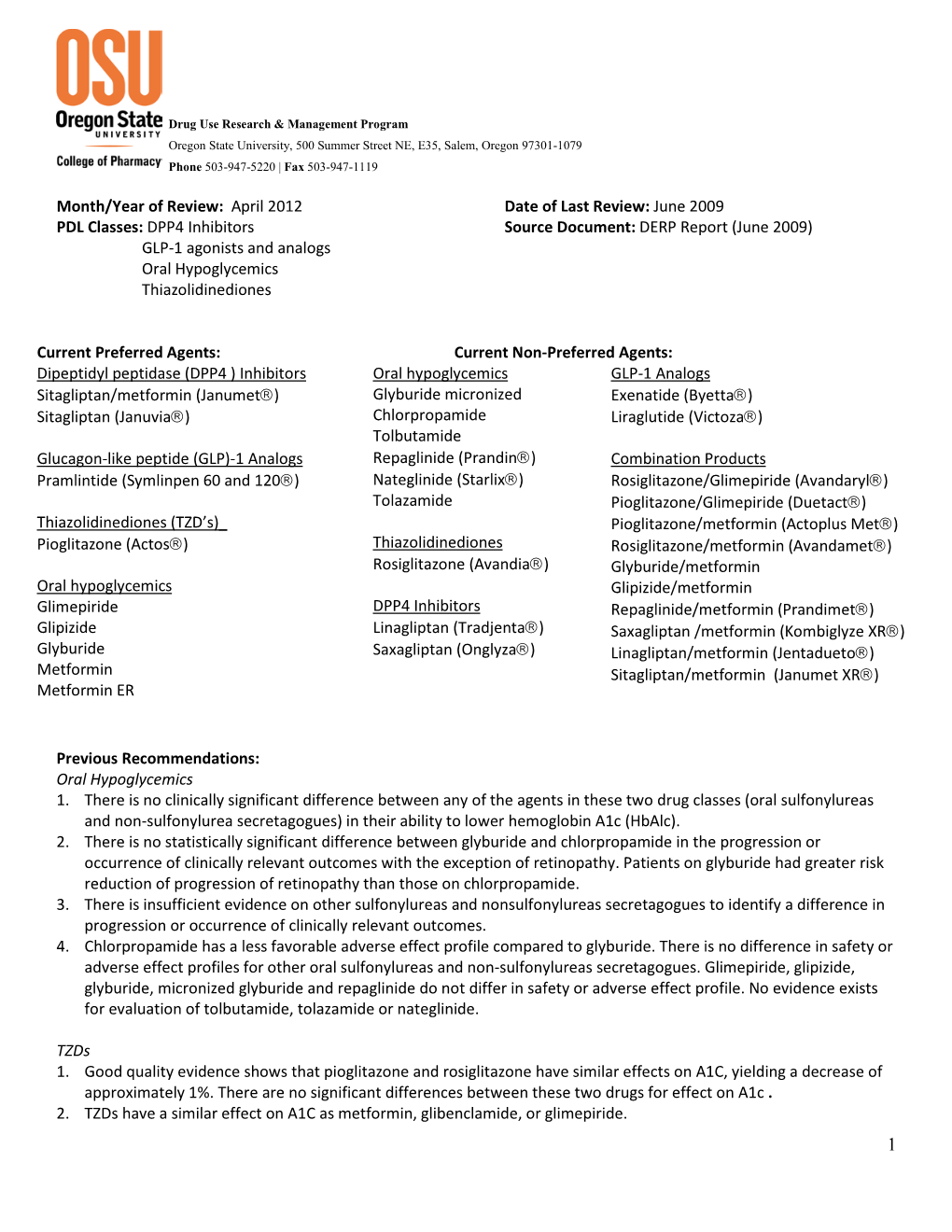 New Drug Evaluation Monograph Template