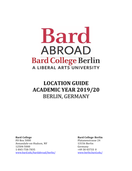 Location Guide Academic Year 2019/20 Berlin, Germany