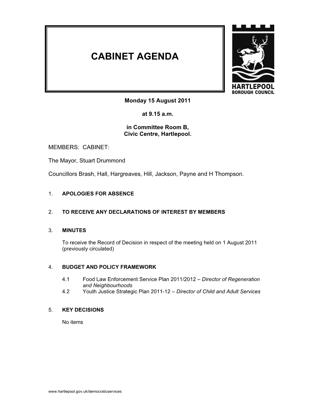 Cabinet Agenda