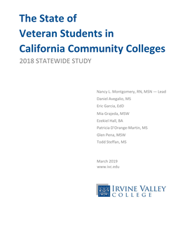 The State of Veteran Students in California Community Colleges: 2018 Statewide Study RP Group | March 2019 | Page Table of Contents Acknowledgements 2