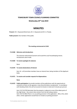 FINAL Planning Committee Meeting Minutes – 24Th July 2019