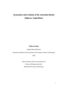 Systematics and Evolution of the Australian Dacini (Diptera: Tephritidae)