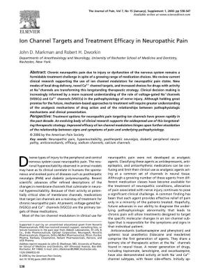 Ion Channel Targets and Treatment Efficacy in Neuropathic Pain